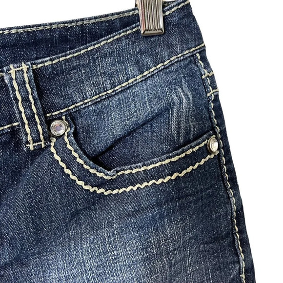 Nine West Jeans Shorts Date Night Fit 28/6 Chunky Stitching Rhinestones Bling - Picture 4 of 7